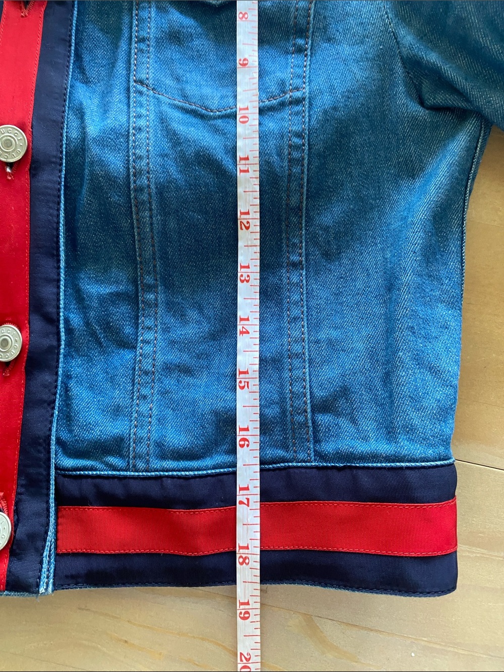 Gucci Web Trim Cropped Denim Jacket Size IT 44 Alessandro Michele Era - Picture 11 of 11